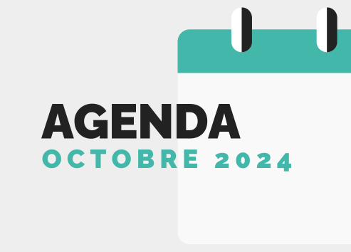 les mots "agenda - octobre 2024" sur un fond beige et le dessin d'un calendrier.